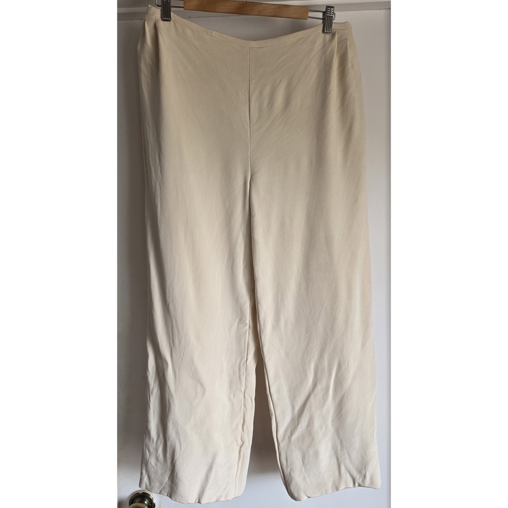 Alan Austin Women's Cream Pants 32W 25 Inseam Made in Italy